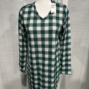 Charter Club Forest Green Plaid V-Neck Top